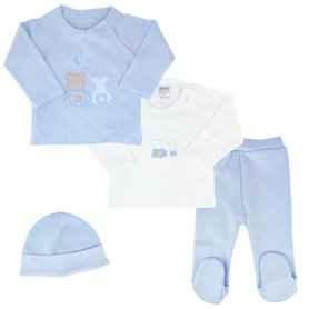 Conjunto Bebe - punto ingles - Amigos duo - Celeste