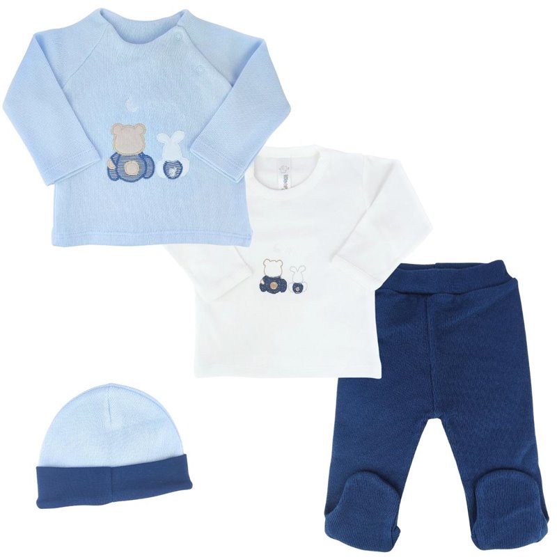 Conjunto Bebe punto ingles Amigos duo Celeste Azul