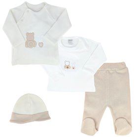 Conjunto Bebe - punto ingles - Amigos duo - Crema-Beige