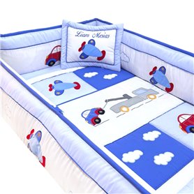 Set de Cuna y 4 protectores 130x70 cm - Prestige - Vehículos