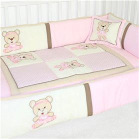 Set de Cuna y 4 protectores 130x70 cm - Prestige - Osita bailarina 1