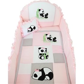 Set de cuna y Protector - Tradición - Panda Rosa