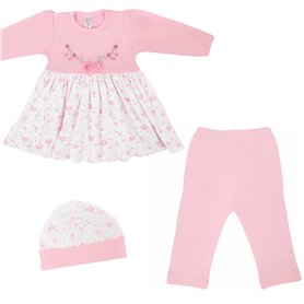 Conjunto Vestido Algodon - 3 piezas - Rosado