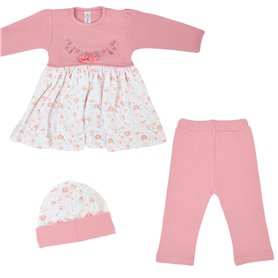 Conjunto Vestido Algodon - 3 piezas - Palo Rosa