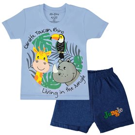 Conjunto bebé - Polo Short - Safari - Celeste