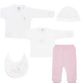 Conjunto Bebe - punto ingles - Amigos V2 - Blanco-Rosado