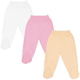 Pack 3 pantalones con pies 100% algodón - 12