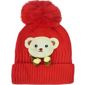 Gorro Bebé - Pompón - Rojo