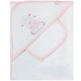 Toalla baño bebé - Conejita - Rosado