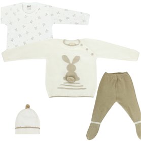 Conjunto Conejito tejido Blanco - Beige