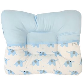 Almohada Anti Cabeza Plana Elefantes Celeste