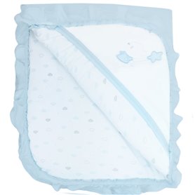 Colcha bebé acolchada Reversible - jacquard  - Celeste V2