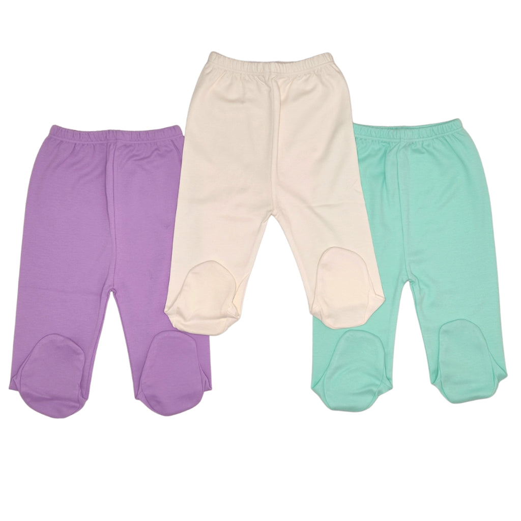 Pack 3 pantalones con pies 100% algodón pima Niña 04