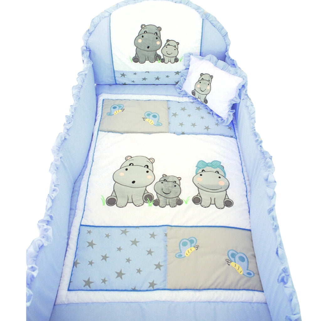 Set de cuna y Protector - Tradición - Familia hipopotamo