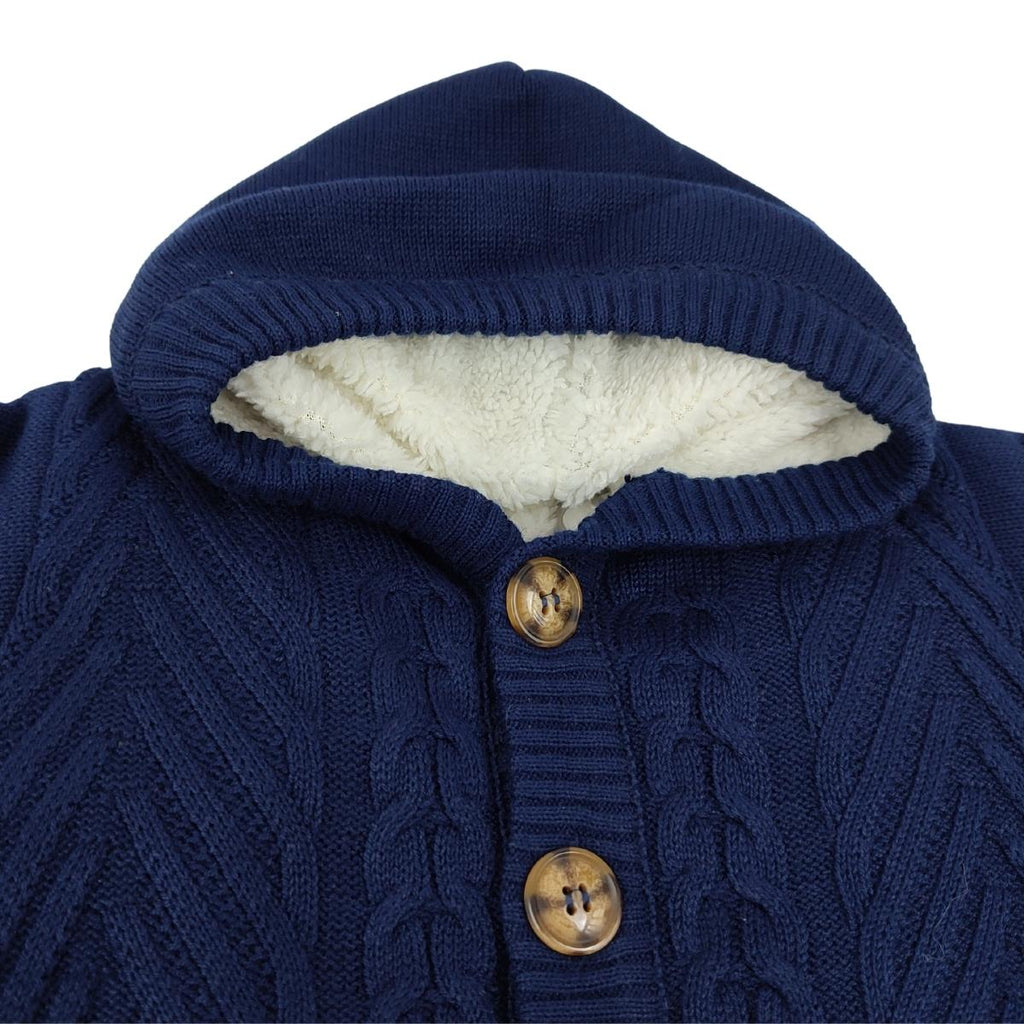 Chompa Hilo con capuche forrado en carnero - Azul noche - BLE