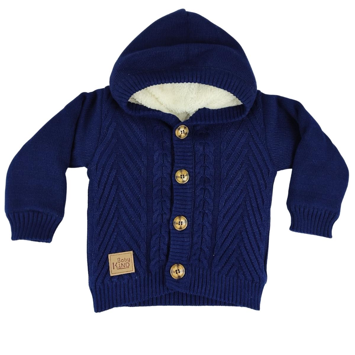 Chompa Hilo con capuche forrado en carnero - Azul noche - BLE