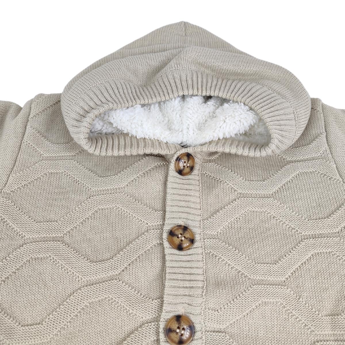 Chompa Hilo con capuche forrado en carnero - Beige - ROM