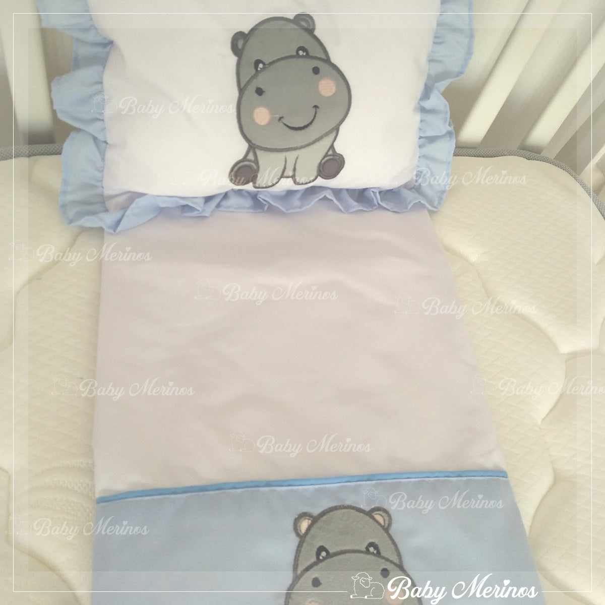 Set de cuna y Protector - Tradición - Familia hipopotamo