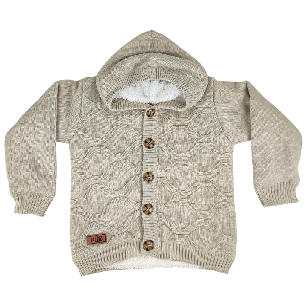 Chompa Hilo con capuche forrado en carnero - Beige - ROM