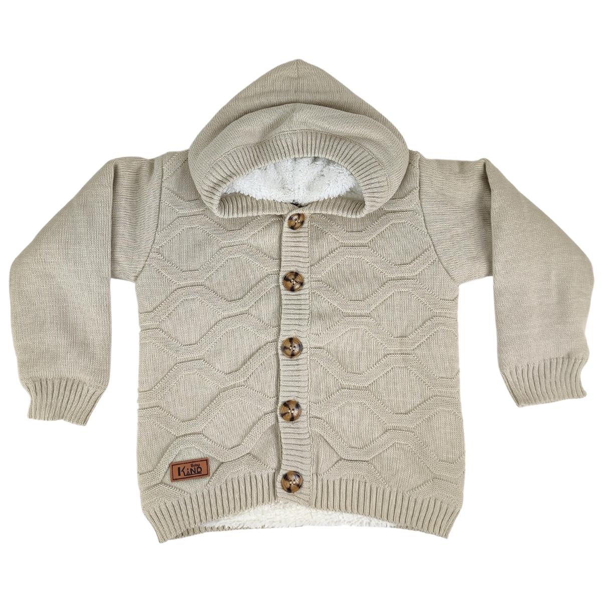 Chompa Hilo con capuche forrado en carnero - Beige - ROM