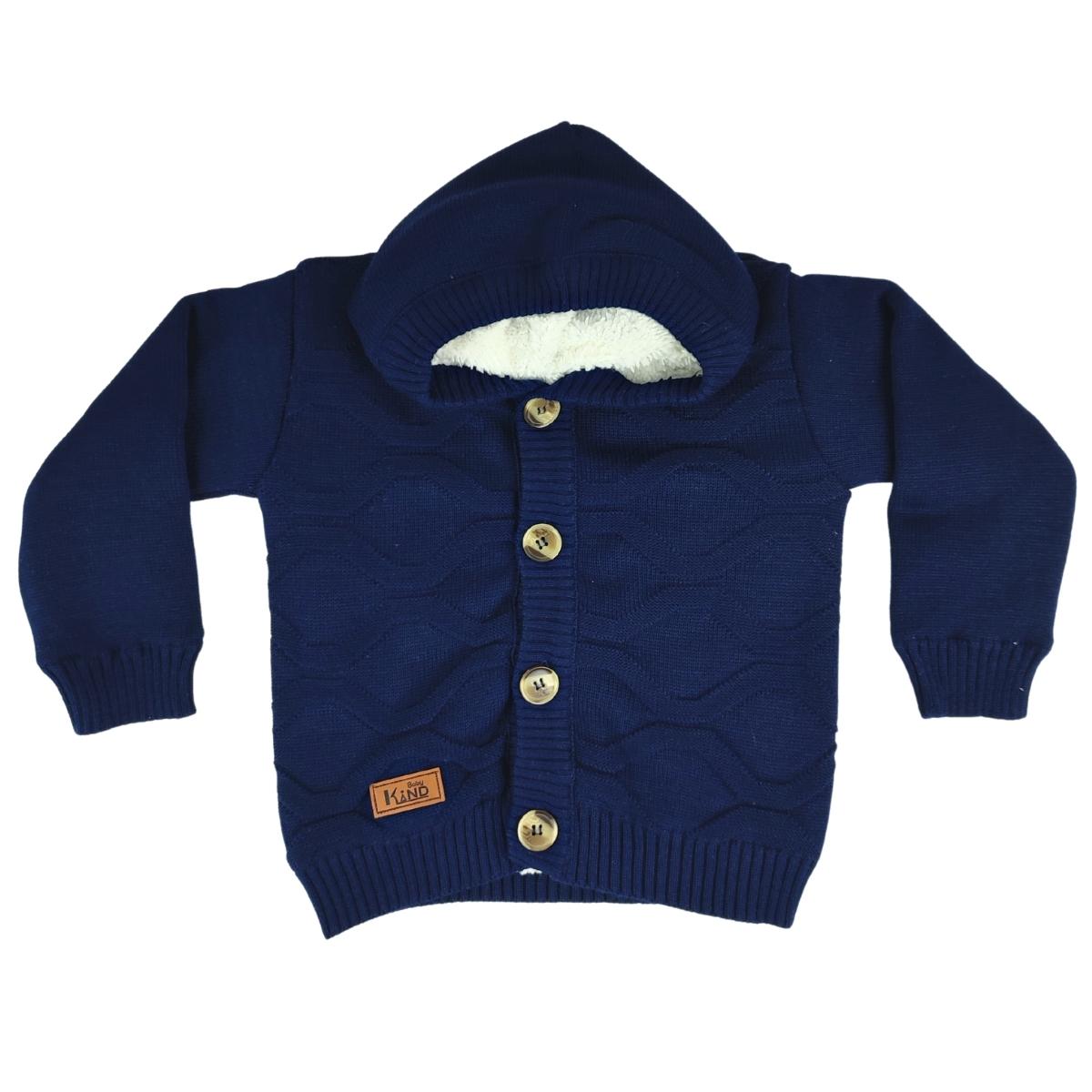 Chompa Hilo con capuche forrado en carnero - Azul noche- ROM