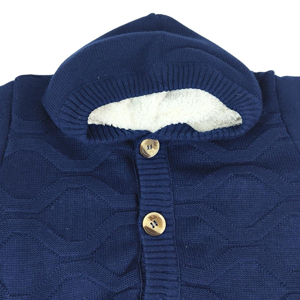 Chompa Hilo con capuche forrado en carnero - Azul noche- ROM