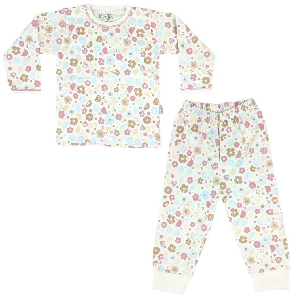 Pijama Bebe Niña - Algodon - Flores y hojas