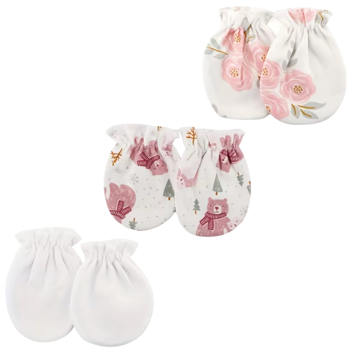 Pack x3 Mitones Antirrasguños para Bebé Niña S1592118