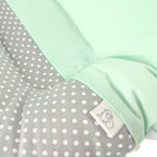 Almohada Anti Cabeza Plana Puntos blancos / Verde Agua