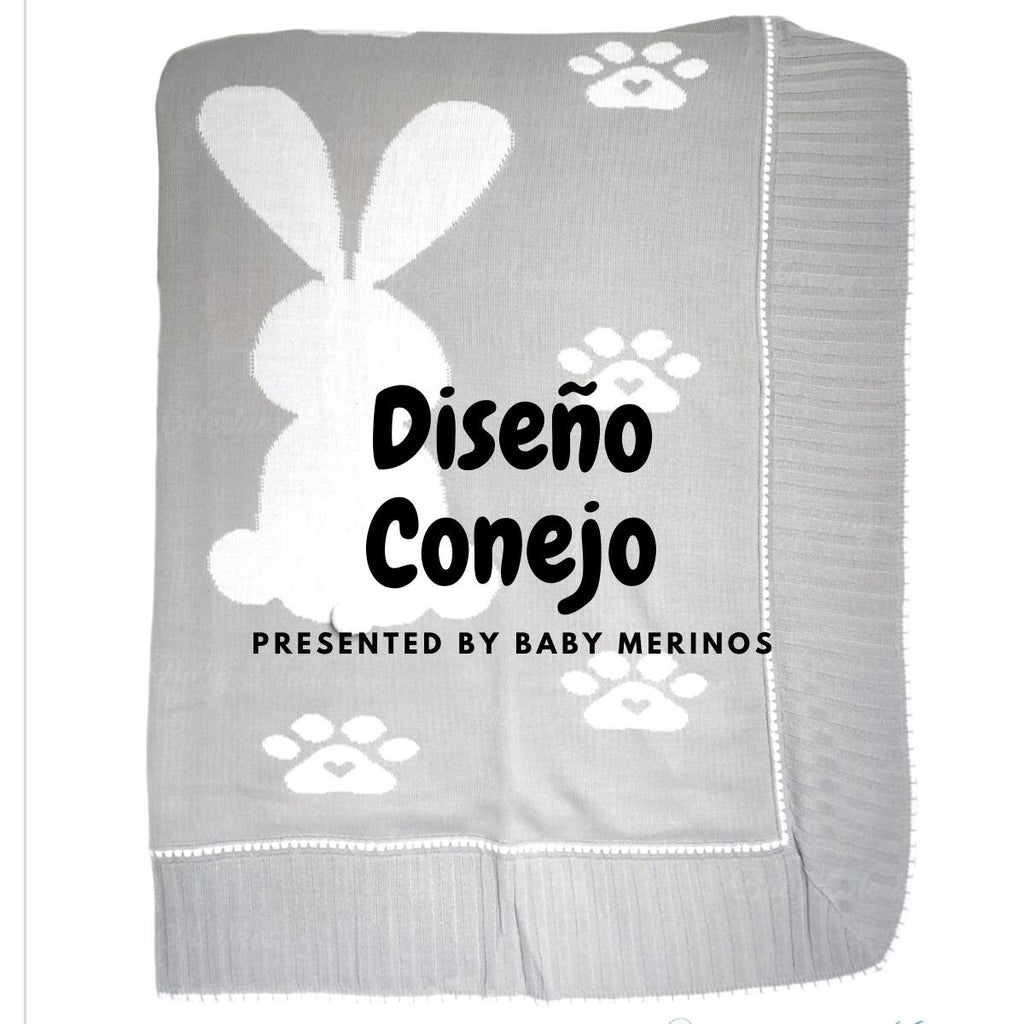 Colcha Hilo Tacto Conejito con algodon - Celeste CB