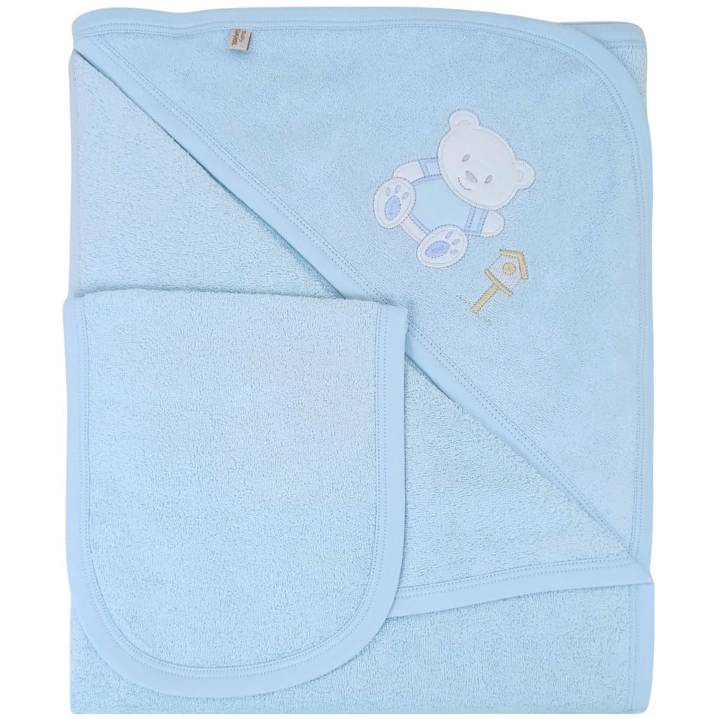 Toalla de Ducha con Capucha Celeste para Bebé