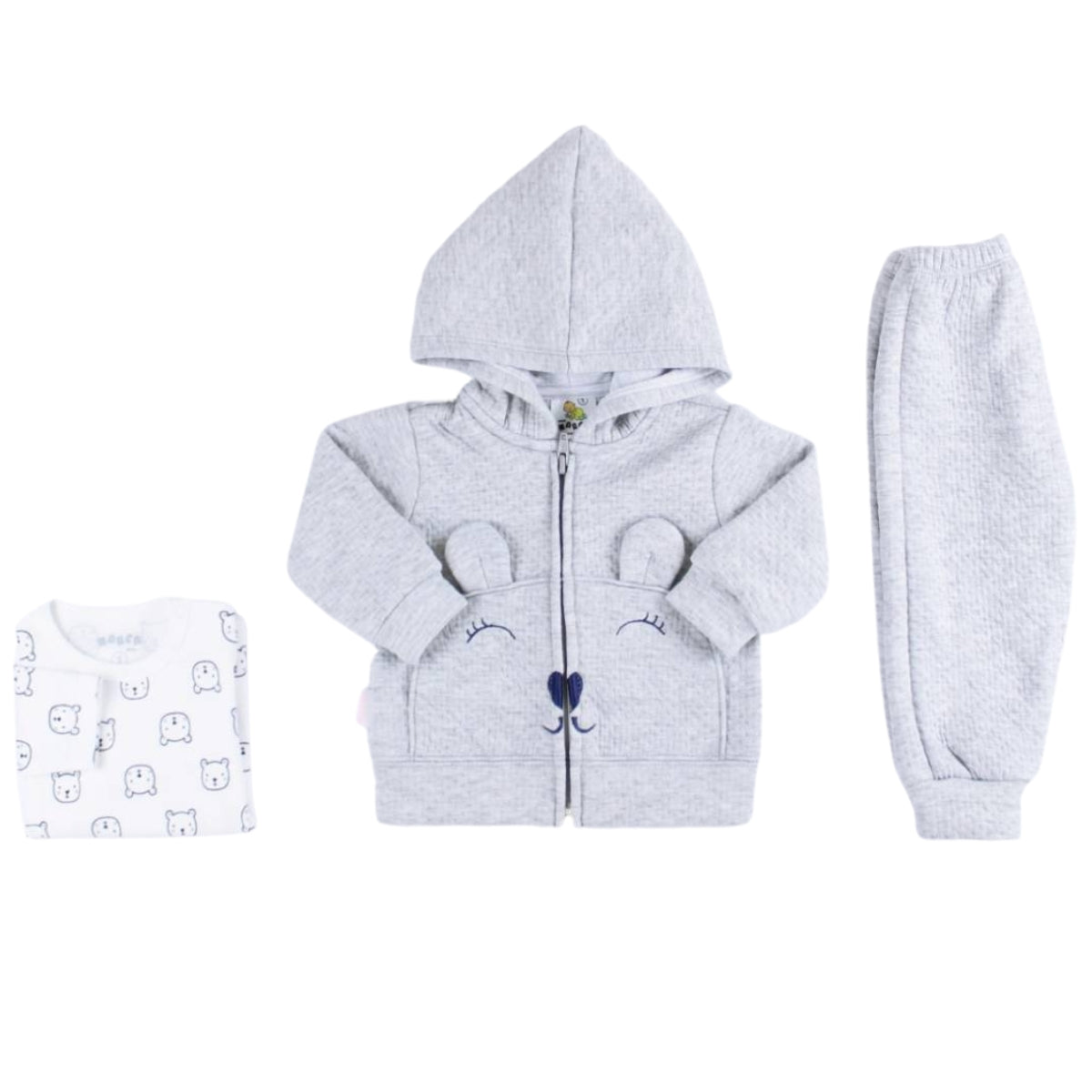 Conjunto Algodon Jacquard - Lucia - 3 piezas - Gris