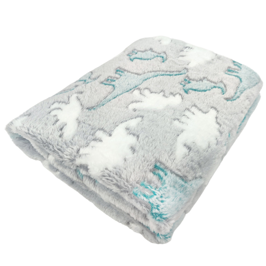 Manta Felpa Bebé  Dinosaurios - Gris