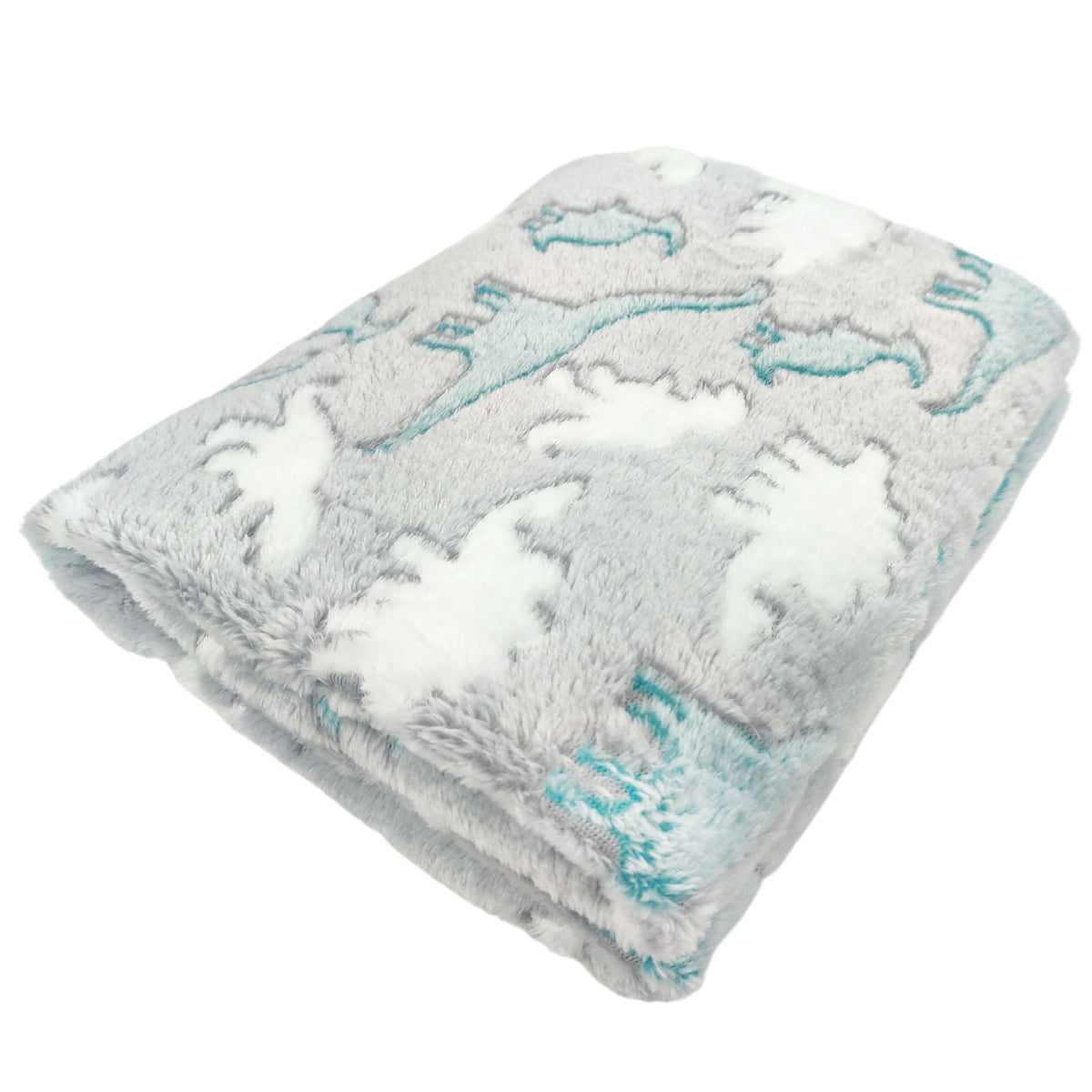 Manta Felpa Bebé  Dinosaurios - Gris