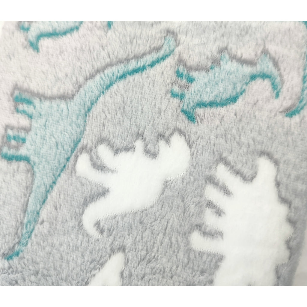 Manta Felpa Bebé  Dinosaurios - Gris