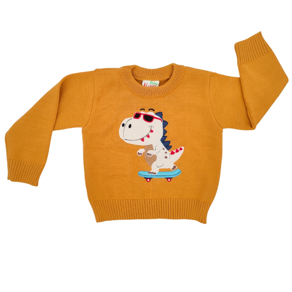 Chompa Bebe Hilo - Dino Fun - Mostaza