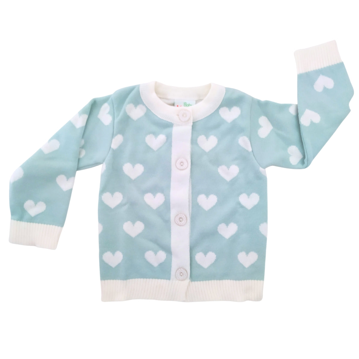 Chompa Bebe Hilo - Corazones - Verde