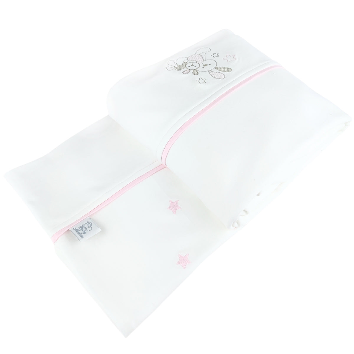 Set de Sábanas Bebe Algodón Cuna Niña - 2 conejos - BRB