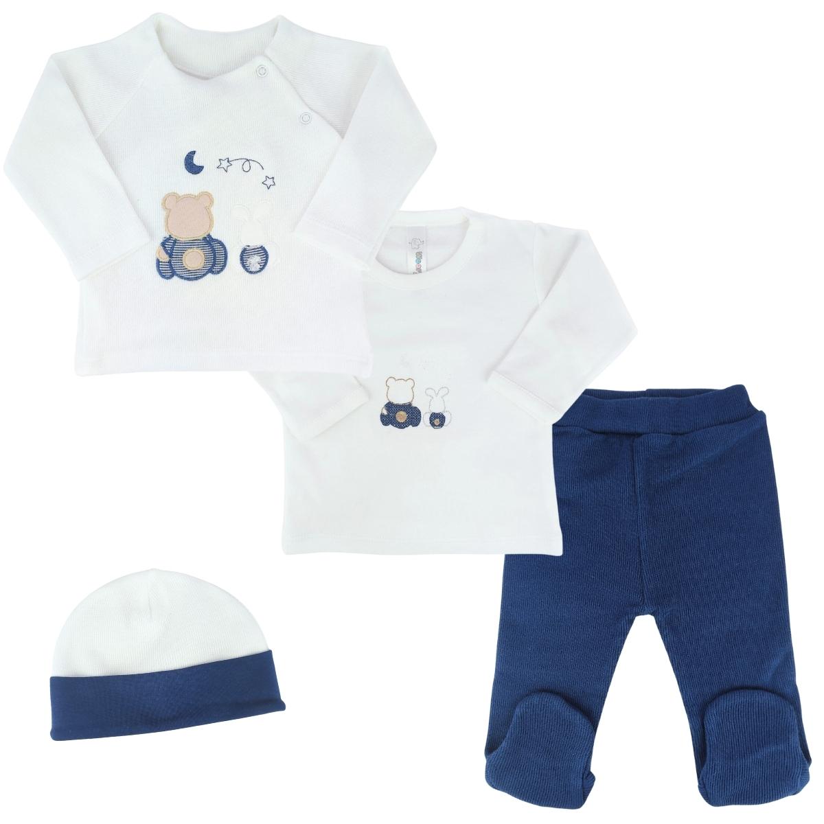 Conjunto Bebe - punto ingles - Amigos duo - Blanco-Azul