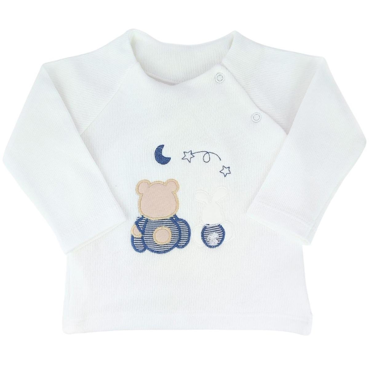 Conjunto Bebe - punto ingles - Amigos duo - Blanco-Azul