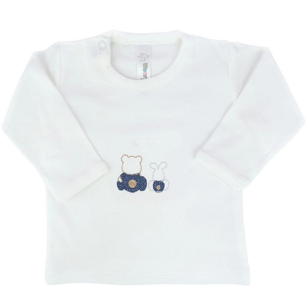 Conjunto Bebe - punto ingles - Amigos duo - Blanco-Azul