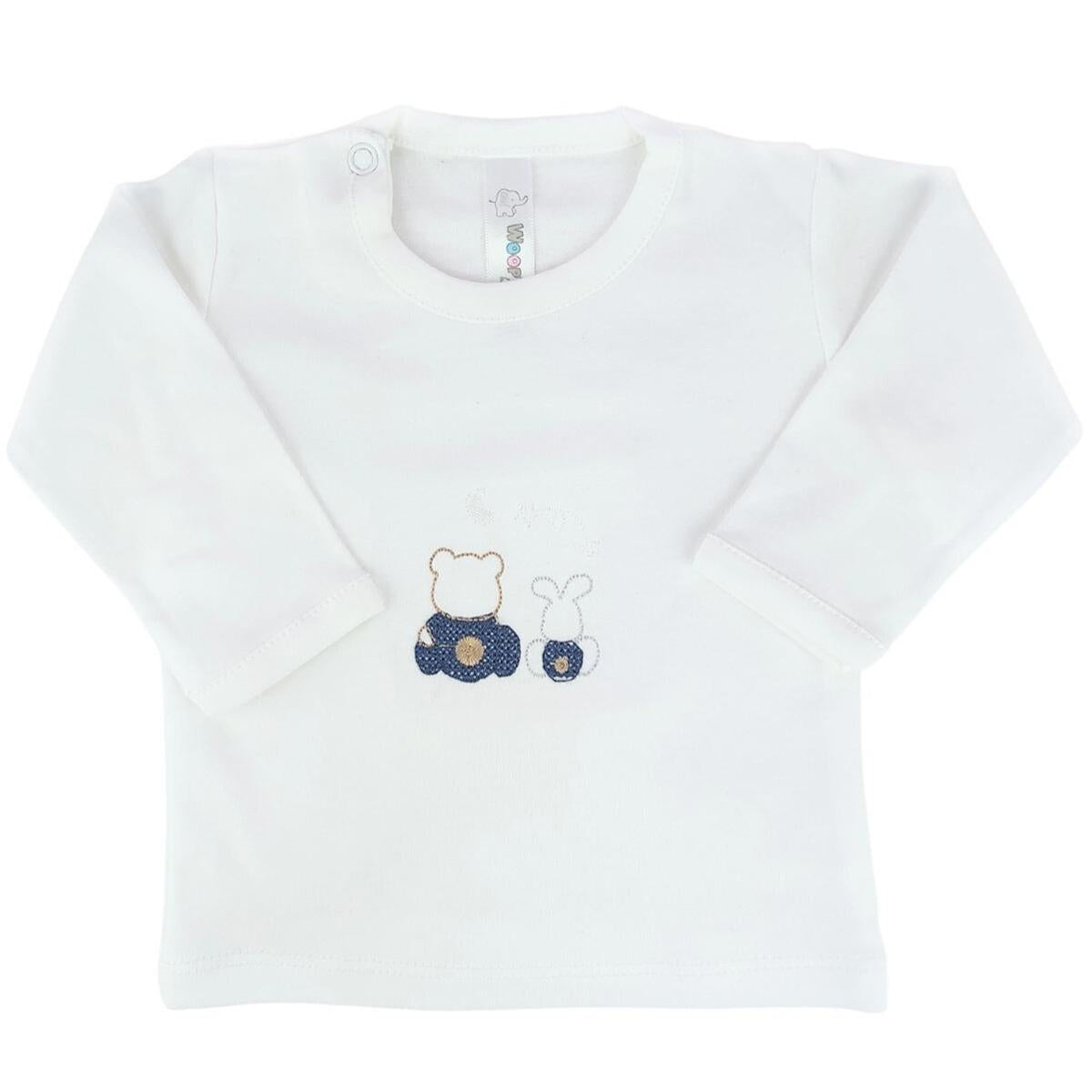 Conjunto Bebe - punto ingles - Amigos duo - Blanco-Azul