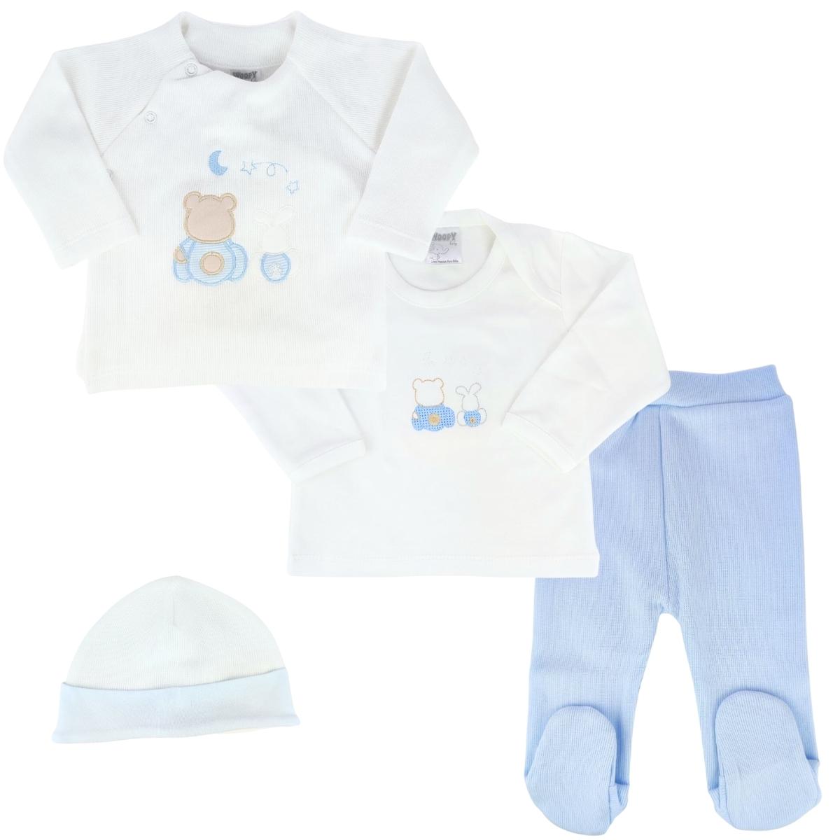 Conjunto Bebe - punto ingles - Amigos duo - Blanco-Celeste