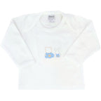 Conjunto Bebe - punto ingles - Amigos duo - Blanco-Celeste