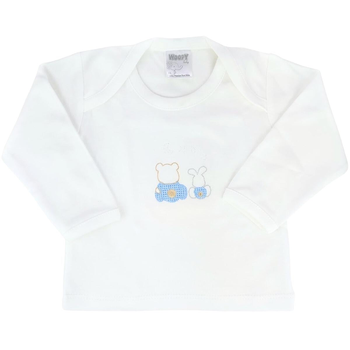 Conjunto Bebe - punto ingles - Amigos duo - Blanco-Celeste