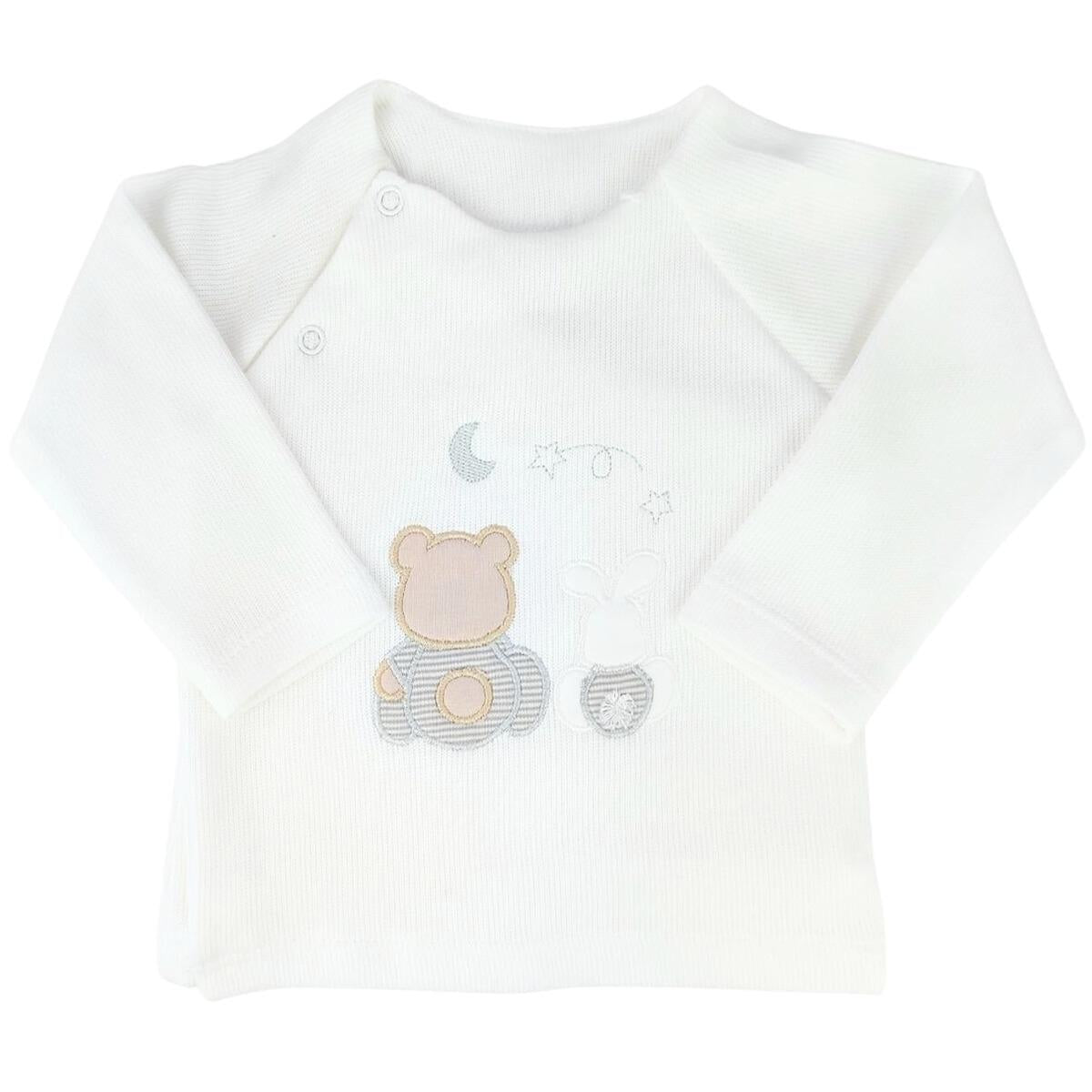 Conjunto Bebe - punto ingles - Amigos duo - Blanco-Gris
