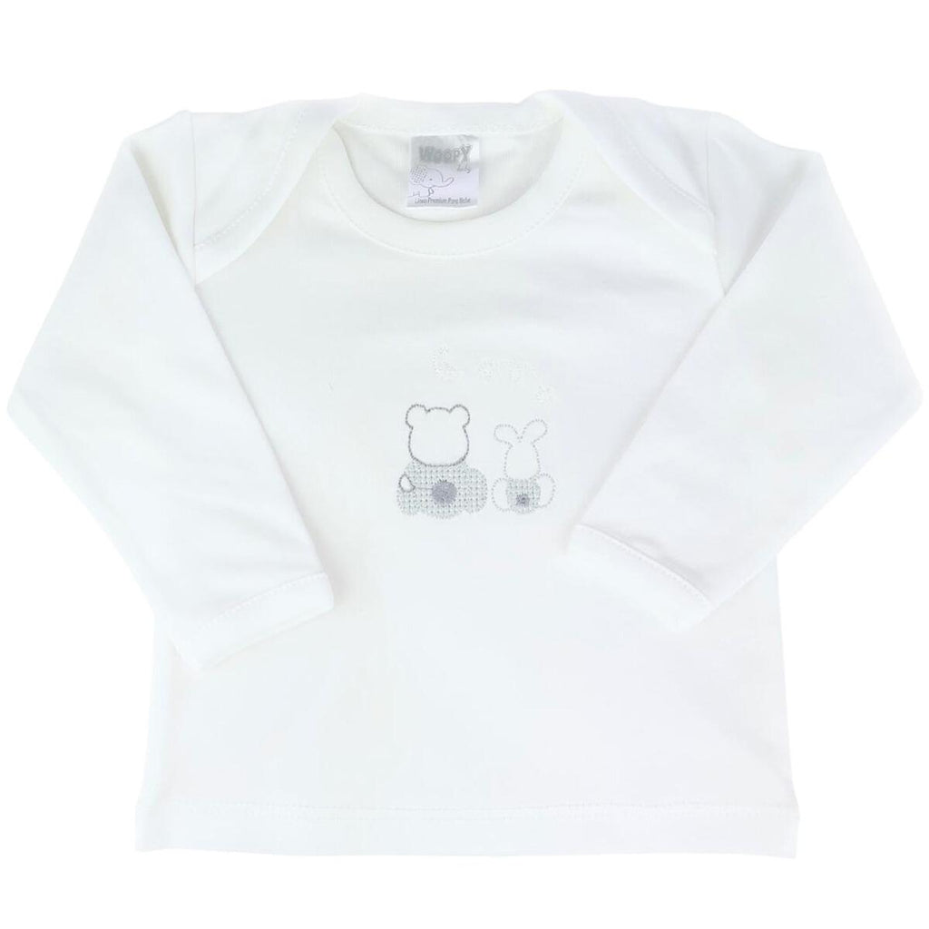 Conjunto Bebe - punto ingles - Amigos duo - Blanco-Gris