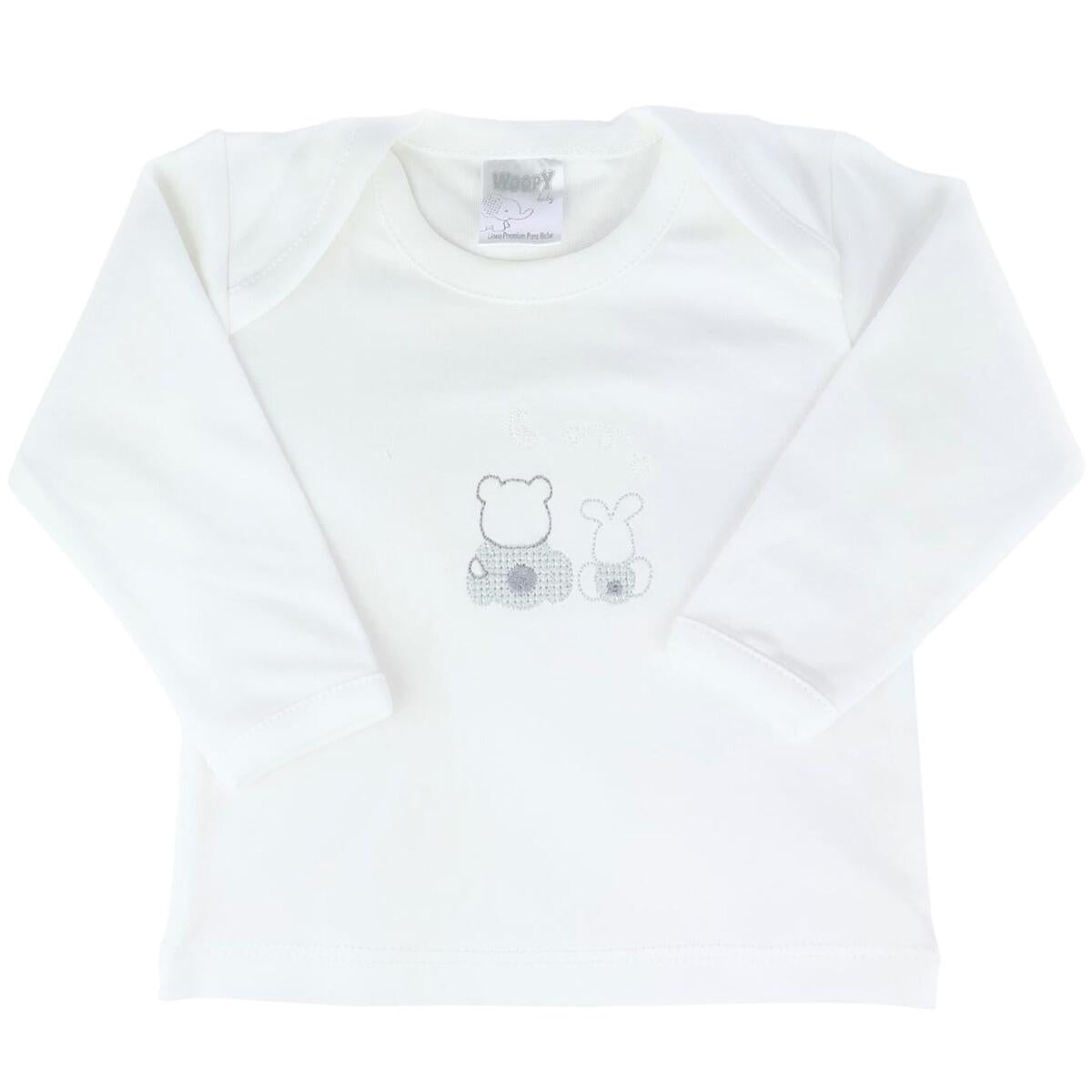 Conjunto Bebe - punto ingles - Amigos duo - Blanco-Gris