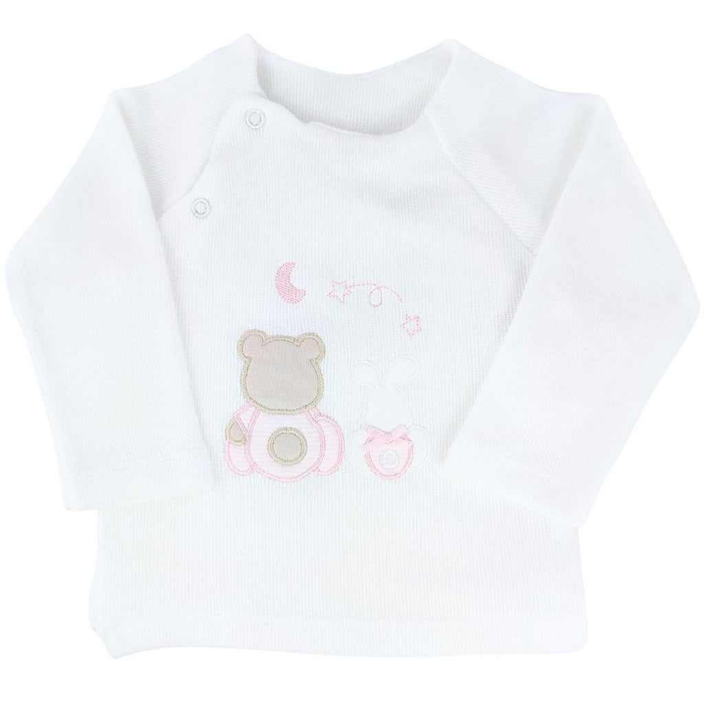Conjunto Bebe - punto ingles - Amigos duo - Blanco-Rosado