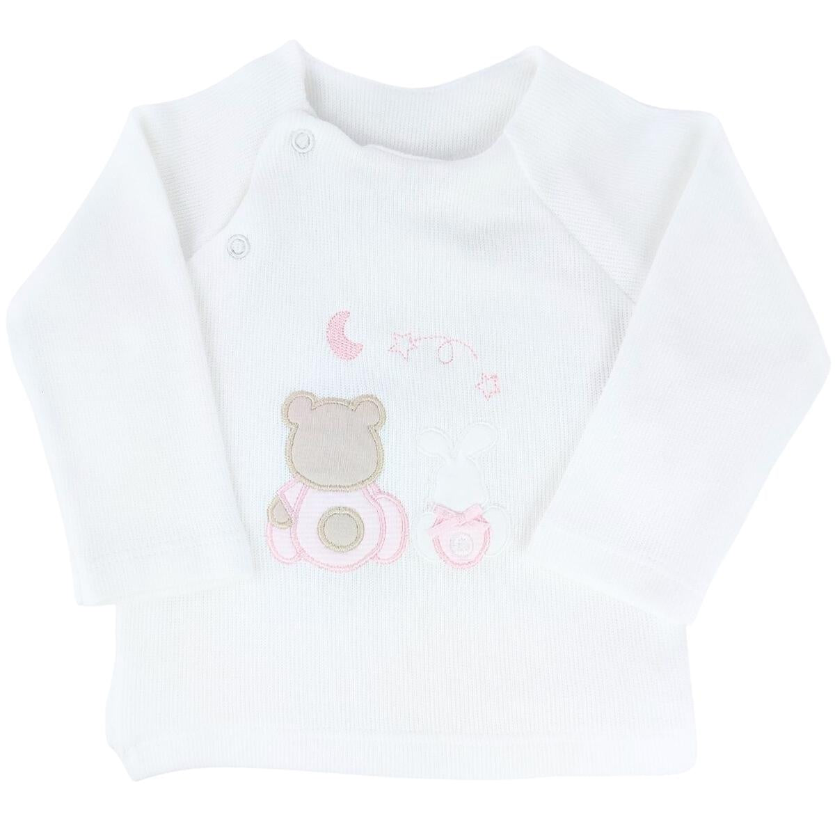 Conjunto Bebe - punto ingles - Amigos duo - Blanco-Rosado
